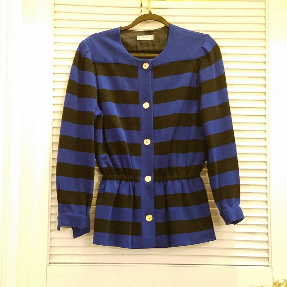 Final CELINE Black & Blue Striped Jacket